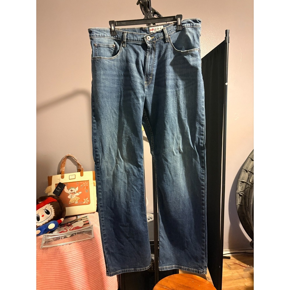 Wrangler Jeans Co, Relaxed Bootcut Men's 38x32, Blue Denim Jeans, 100% Cotton